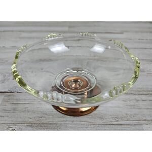 1970’s Vintage Princess House Glass Candy/Nut Dish Bowl(Copper Base) 6" Diameter